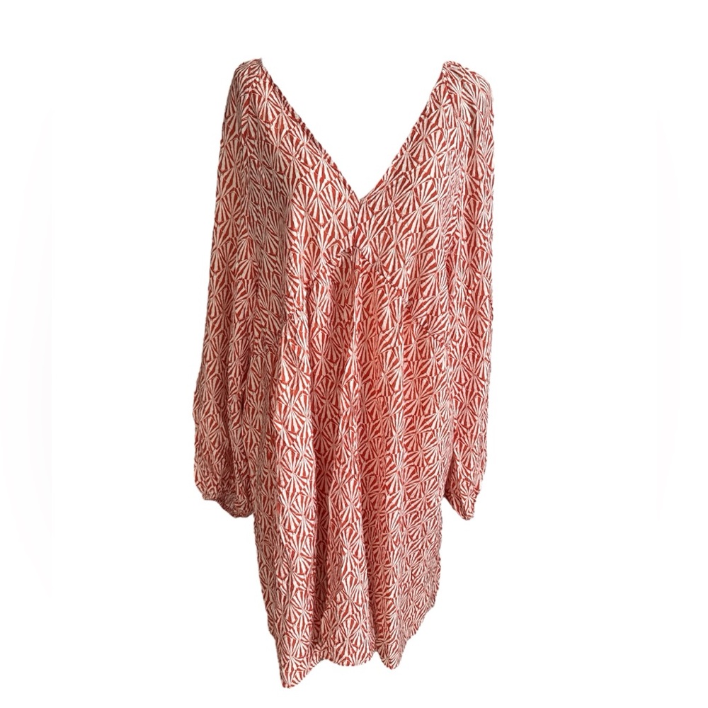 H & M Apricot and White Babydoll Dress, Size Large
